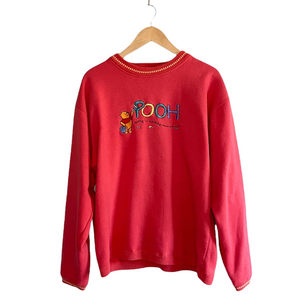 Vintage Disney Pooh Bear Embroidered Crewneck Pullover Sweatshirt, size Large